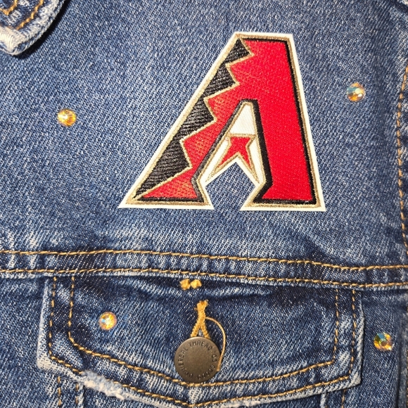 Arizona Diamondbacks Crop Rhinestone Denim Jacket - Picture 7 of 8